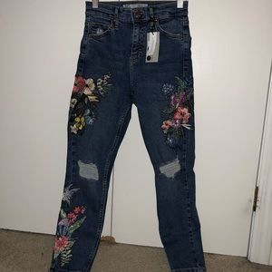Topshop embroidered jeans